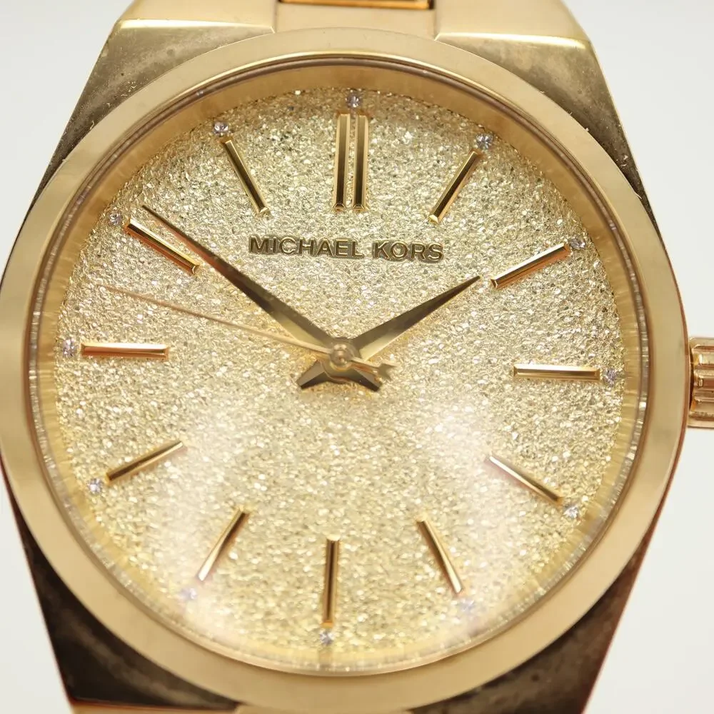Michael Kors Channing Gold Tone Glitter 36mm Watch Steel MK6623 w New Battery